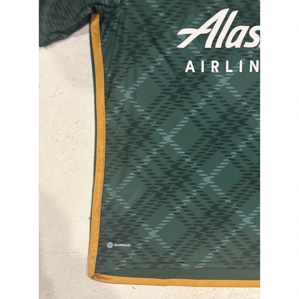 Adidas Portland Timbers 2023 Heritage Jersey Green Plaid Mens Large Slim HY5451